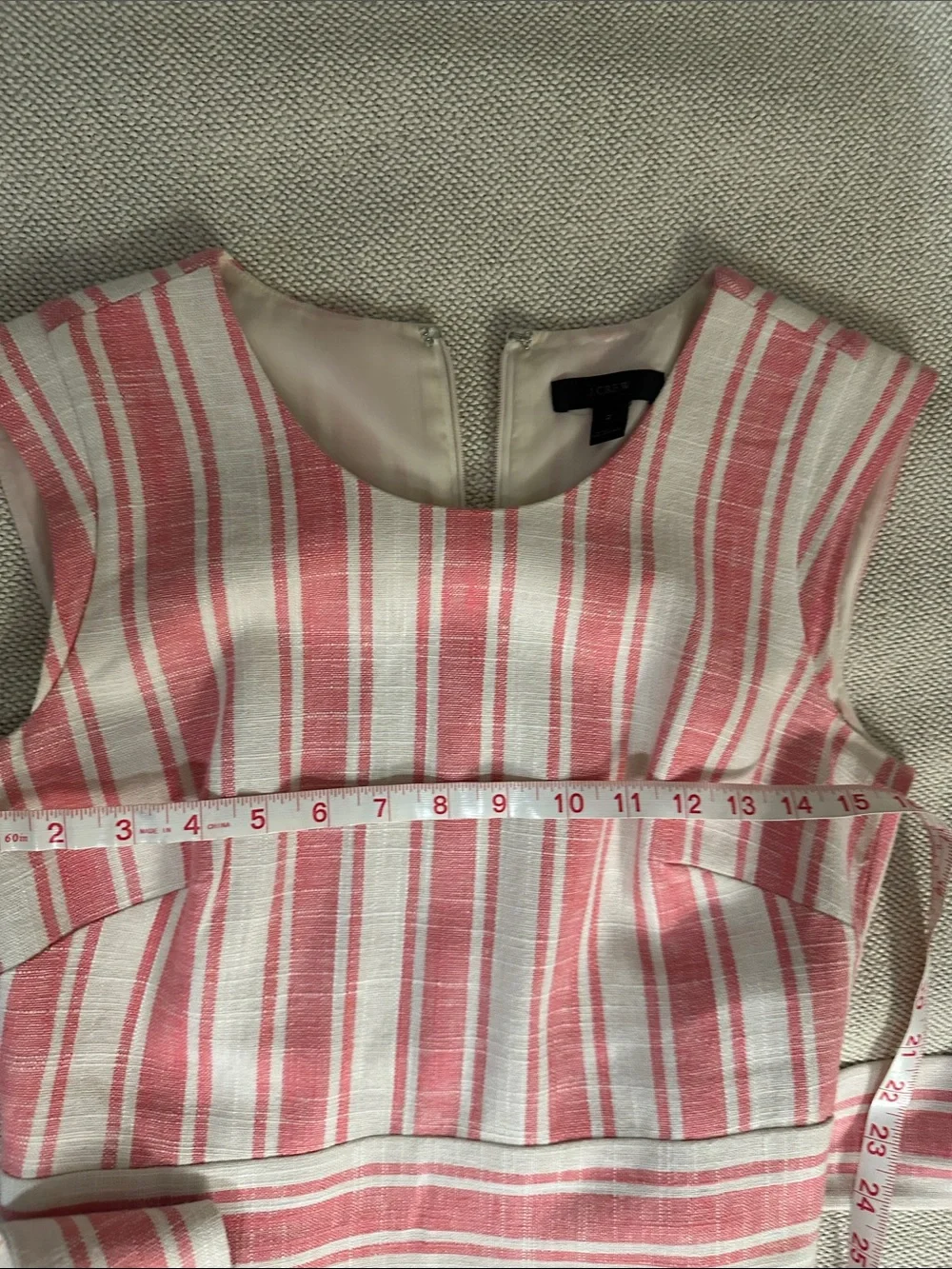 J. Crew Pink & White Striped Sleeveless Tie-Waist Dress